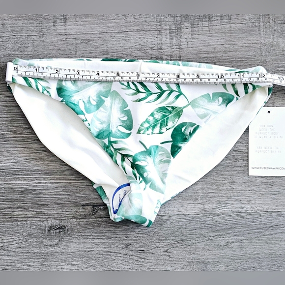 Fused Hawaii green and white Palm Print Bikini Bottom women's size Small - Picture 3 of 5